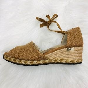 UGG AUSTRALIA DELMAR ESPADRILLE JUTE WEDGE SANDALS SOLE SIZE 8 US